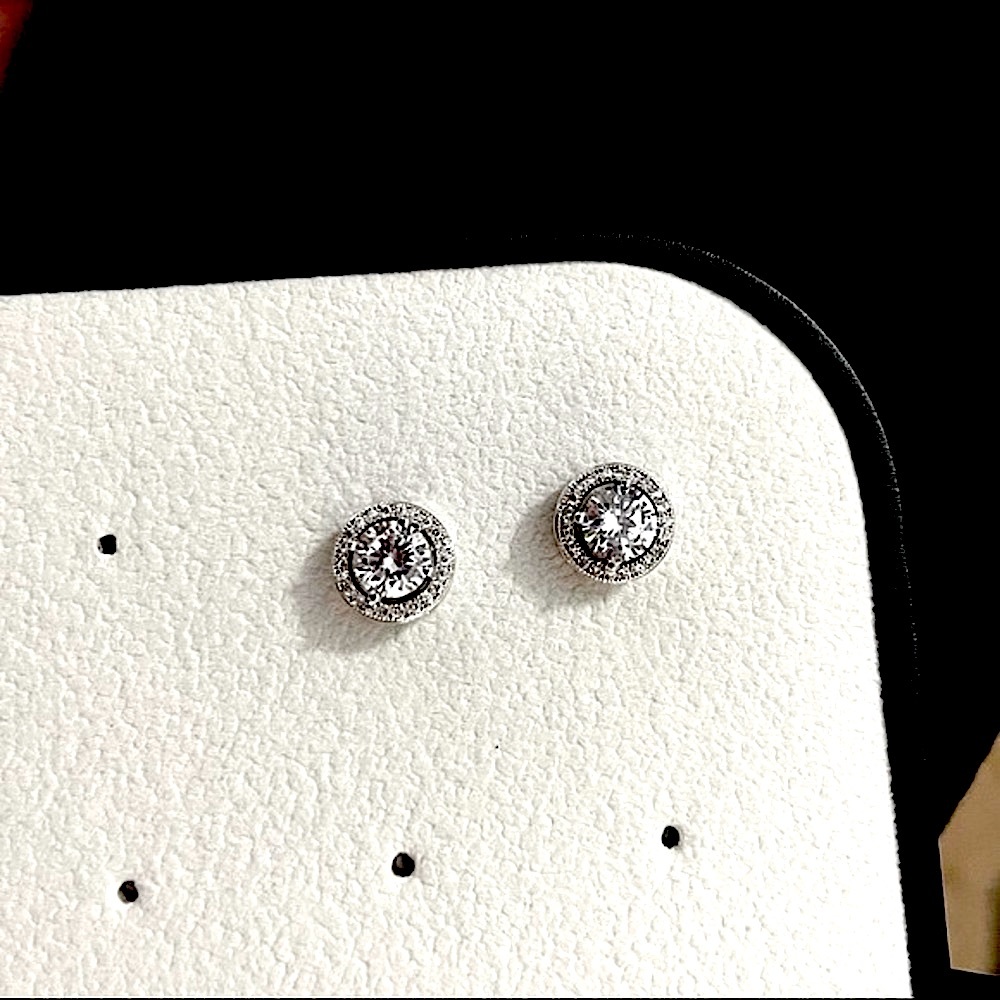 Halo Stud Earrings (Silver, 2-pc)